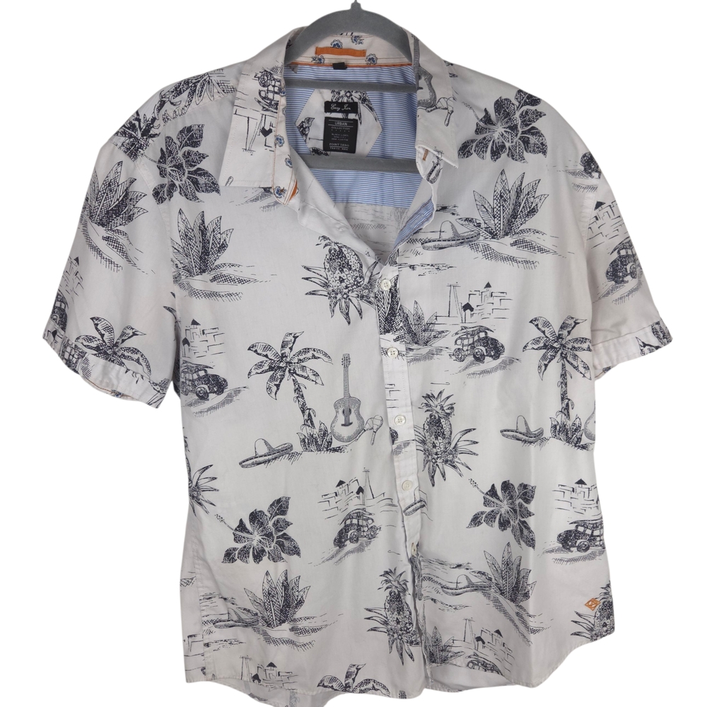 Point Zero White and Black Tropical Print Shirt